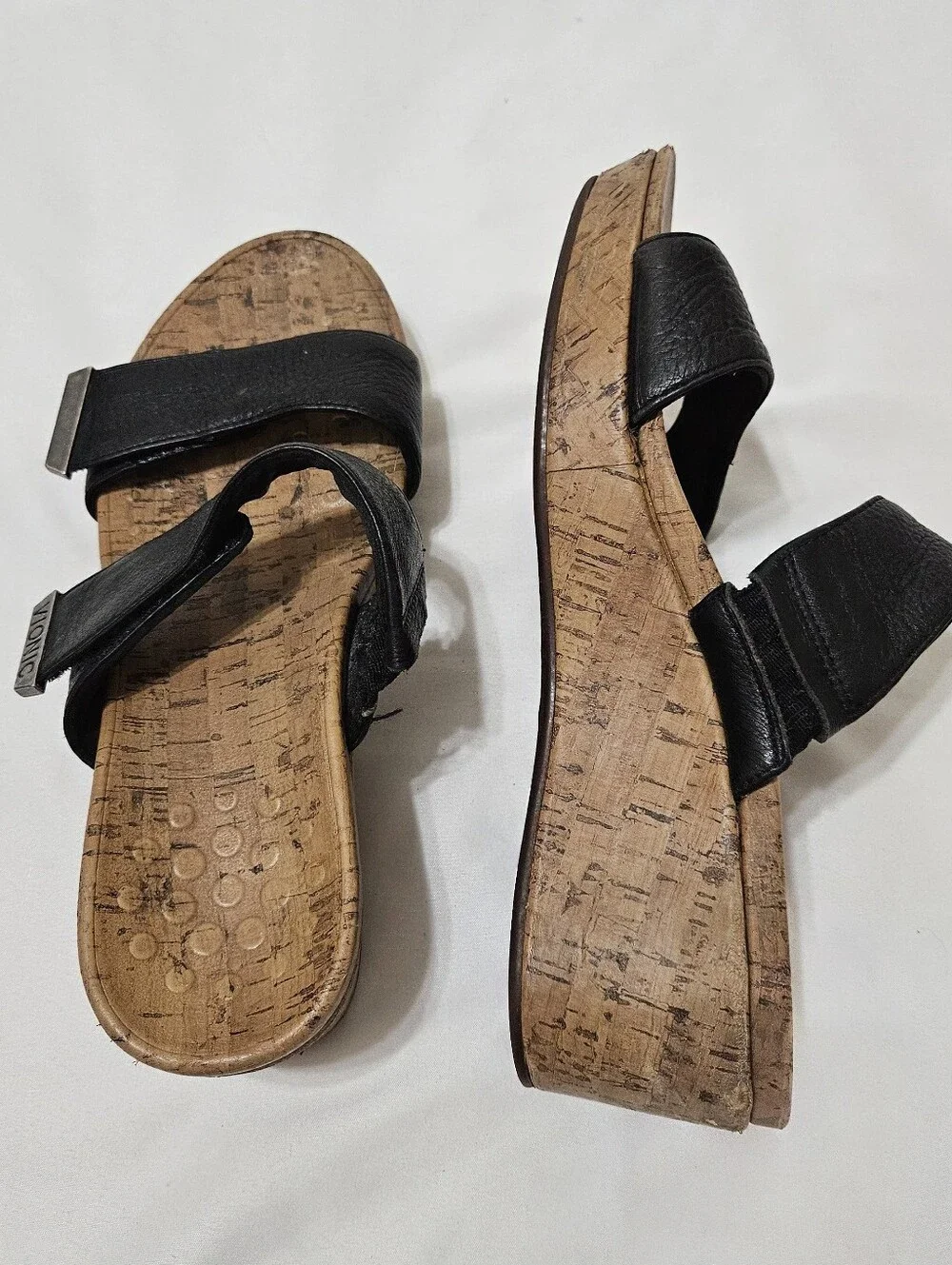 VIONIC Pepper Platform Wedge Sandals- Wide Strap/Black/Open Toe - Womens Sz 10